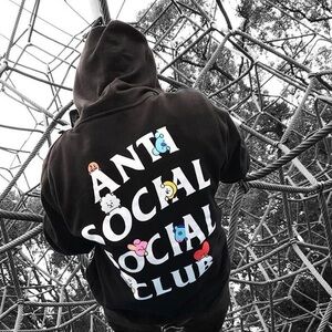 Anti Social Social Club x BT21 Club Peekaboo Hoodie Black Size Small New in Bag